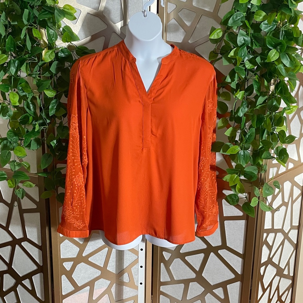 Chico's Tunic Blouse, Orange, XL